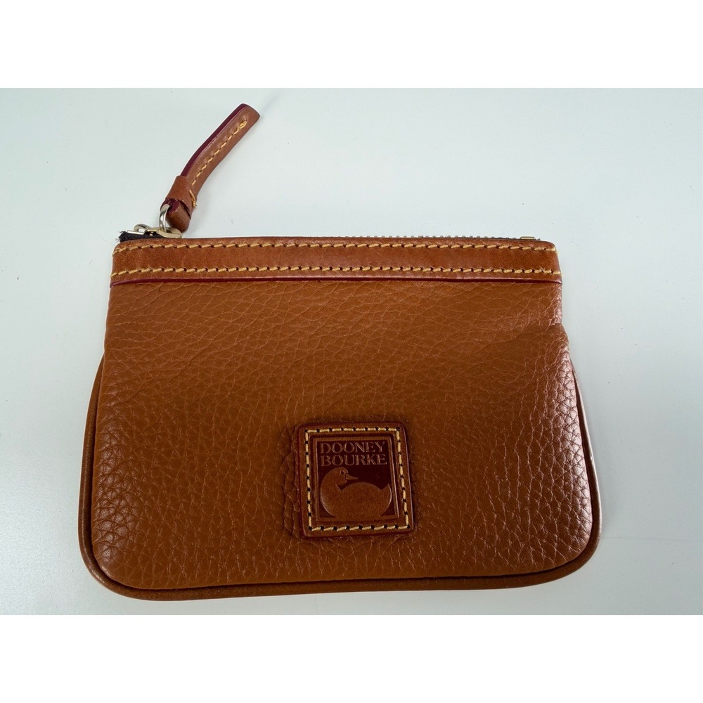Dooney And Bourke Brown Tan Pebble Leather Small Coin Change Purse